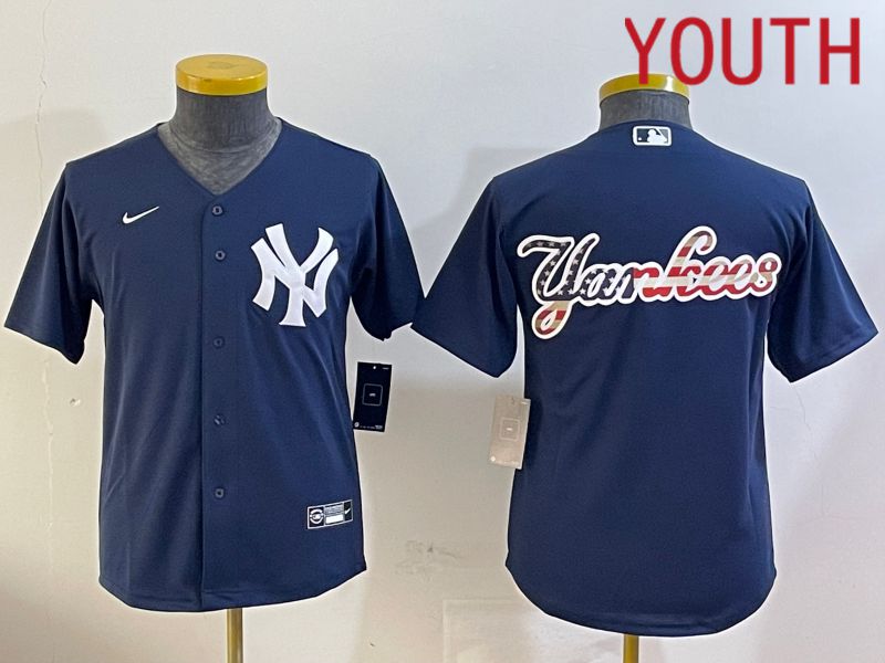 Youth New York Yankees Blank Blue Game 2024 Nike MLB Jersey style 12091